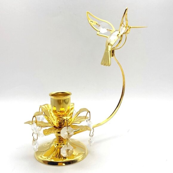Austrian Crystal Delight Hummingbird Flower Chandelier Candle Holder 6.5” - Picture 5 of 9